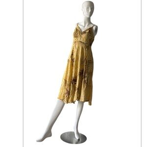 Jams World Limited Edition Palm Delight Brown Surplice Midi Dress Size Medium